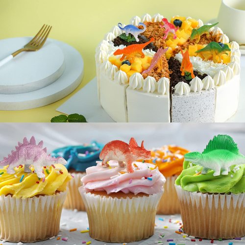 FINGOOO Mini Dinosaur Figures Set - 39 Assorted Vinyl Toys for Dino Party Cake Toppers & Easter Gifts