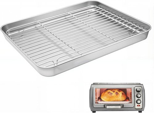 Hamilton Beach Toaster Oven Tray - Rust-Resistant Frosted Stainless Steel, 11" x 9.3", Easy to Clean