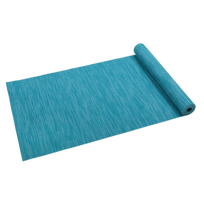 SHACOS Woven Vinyl Table Runner Indoor Outdoor 12x54 inch Kitchen Dining Table Runners Wipe Clean Washable PVC Table Runner, Teal Blue