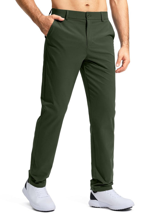 Pudolla Men's Golf Pants Mens Dress Slacks Pants Stretch Work Comfy Pants 30 Quick Dry Casual Trousers with Pockets(Army Green 36Wx30L)