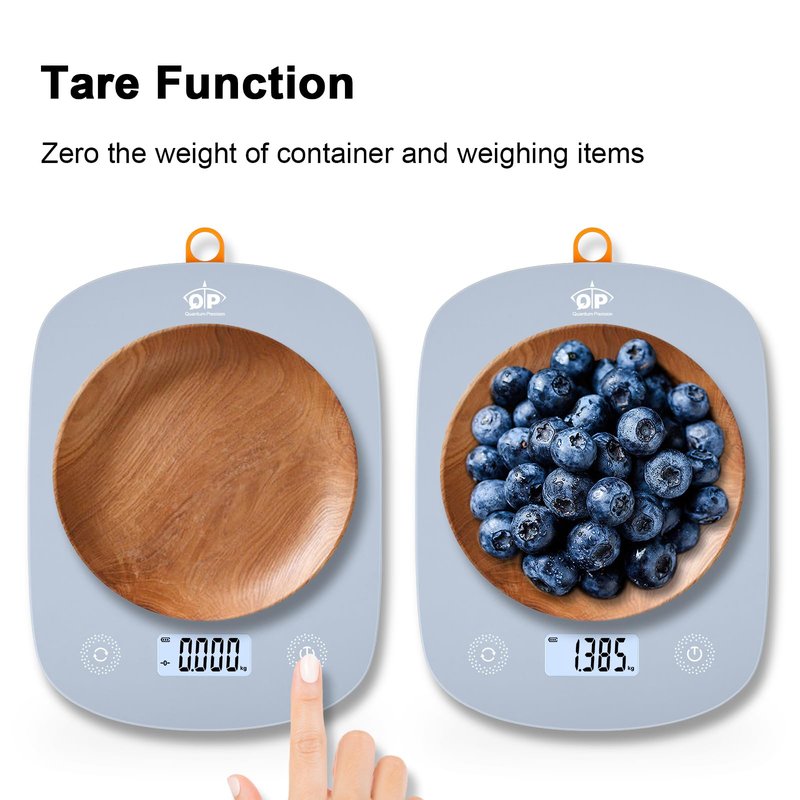 QP Digital Food Scale, 11lb Digital Kitchen Scale, 1g High Accuracy Meat Scale, 6 Units, Cooking Scale with Hook, Ultra Slim Kitchen Weight Scale, Touch Control, Tare Function, Auto Off, LCD Display