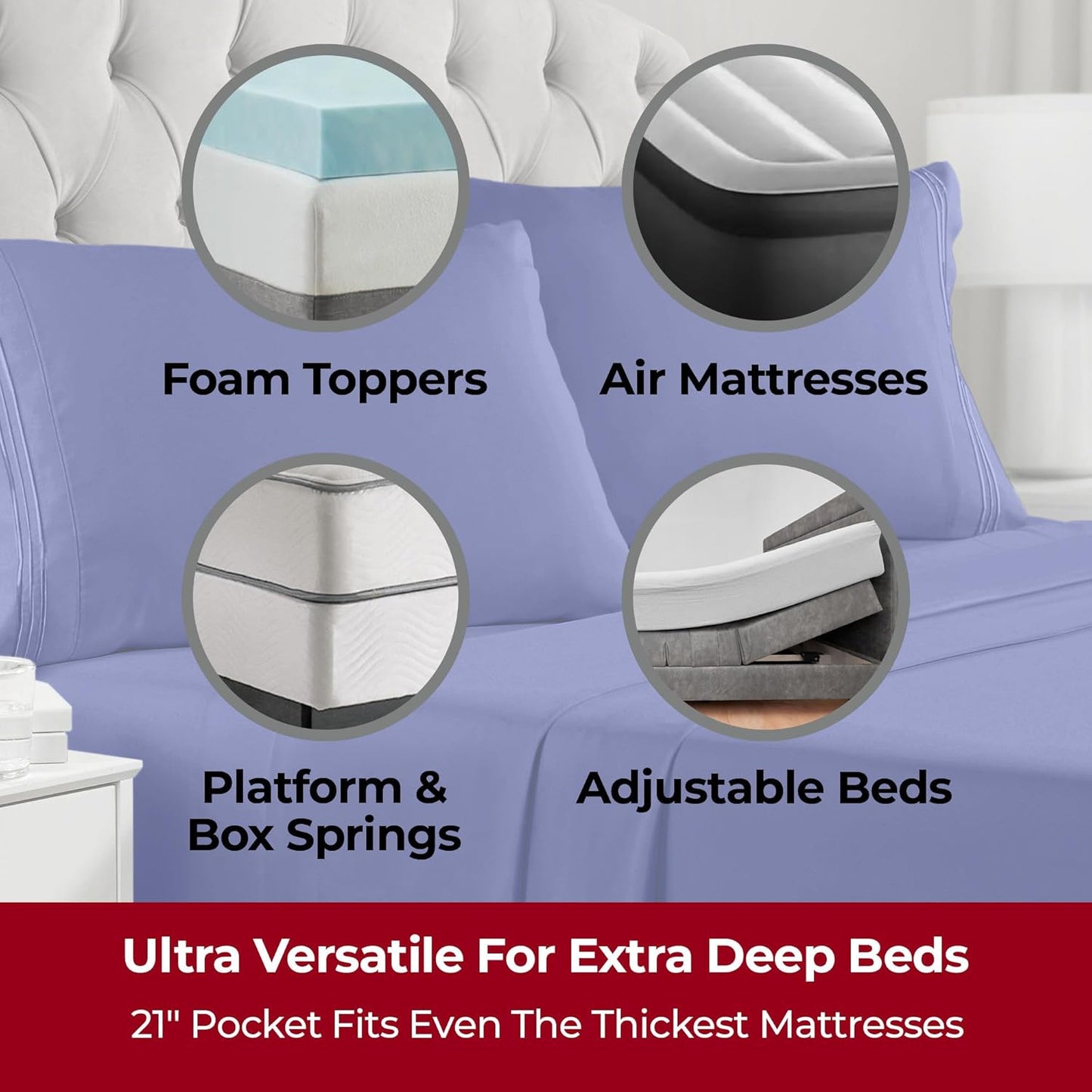 Mellanni Extra Deep Full Sheets - Hotel Luxury, Ultra Soft Cooling Bedding - Wrinkle & Stain Resistant (Royal Blue)