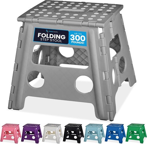 Handy Laundry Folding Step Stool - Lightweight & Sturdy for Adults and Kids - Easy One-Flip Design | Grey - 13 Inch
