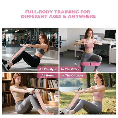 Fitness Resistance Band with Handles & Non-Slip Pedal, 150lb Fabric Exercise Bands, Yoga Starter Sets Sit Up Pull Rope for Full Body Strength Training, Stretch Band Workout Equipment