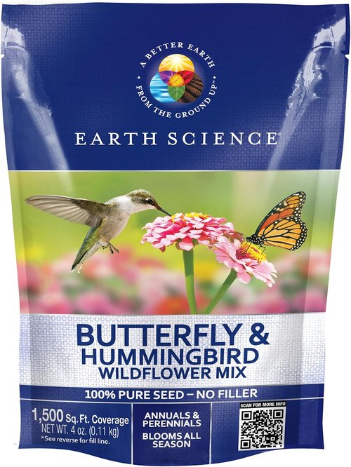 Earth Science Wildflower Seed Blend - Attract Bees, Butterflies & Hummingbirds - 4oz Non-GMO