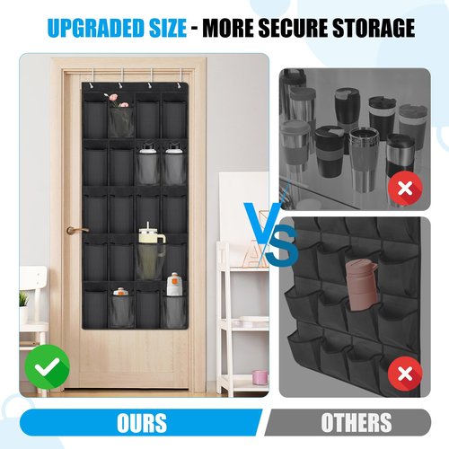 DARCKLE 40oz Water Bottle Organizer Compatible with Stanley Cup, 20 Large Water Bottle Storage for Stanley Cup Organizer Waterproof Beathable Oxford Fabric,Storage Hangs Wall Door for Shoes,Doll