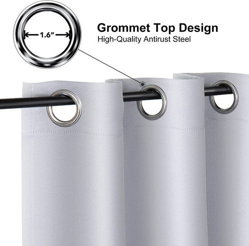 ChrisDowa Small Window Curtains - 40-Inch Grommet Thermal Insulated Room Darkening Panels | Greyish White (2 Panels)