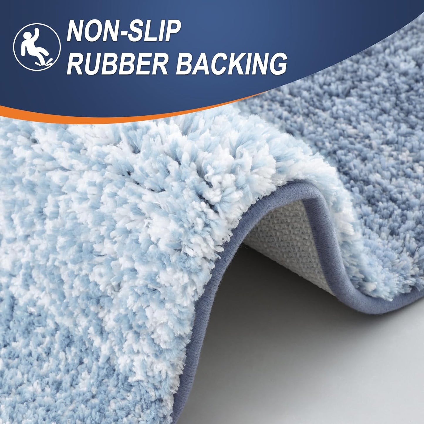 OLANLY Bathroom Rug Set - Soft Absorbent Microfiber Mats | Non-Slip & Machine Washable (30"x20" + 24"x16", Blue)
