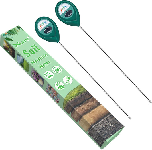 XLUX Soil Moisture Meter - Long Probe Water Monitor for Indoor/Outdoor Plants | 2-Pack