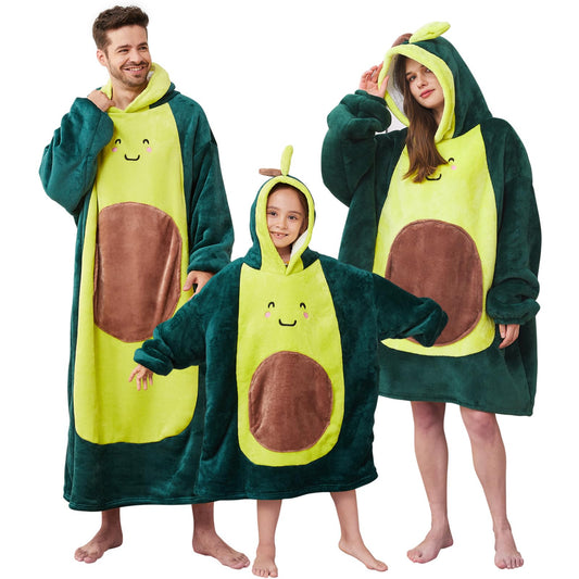 BRAFFWNE Avocado Blanket Hooded, Oversized Wearable Blanket Hoodie, Coverage with Easy Movement, Warm and Cozy Flannel Blanket, Gift for Kid, Teens, Men and Women