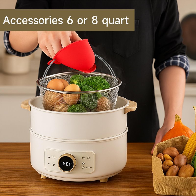 Stainless Steel Steamer Basket, Vegetable Steamer Basket for Instant Pot, Accessories 6 or 8 quart, Instant Pot Insert with Silicone Gloves, Metal Strainer for Cooking Vegetable, Eggs, Pasta, Quinoa