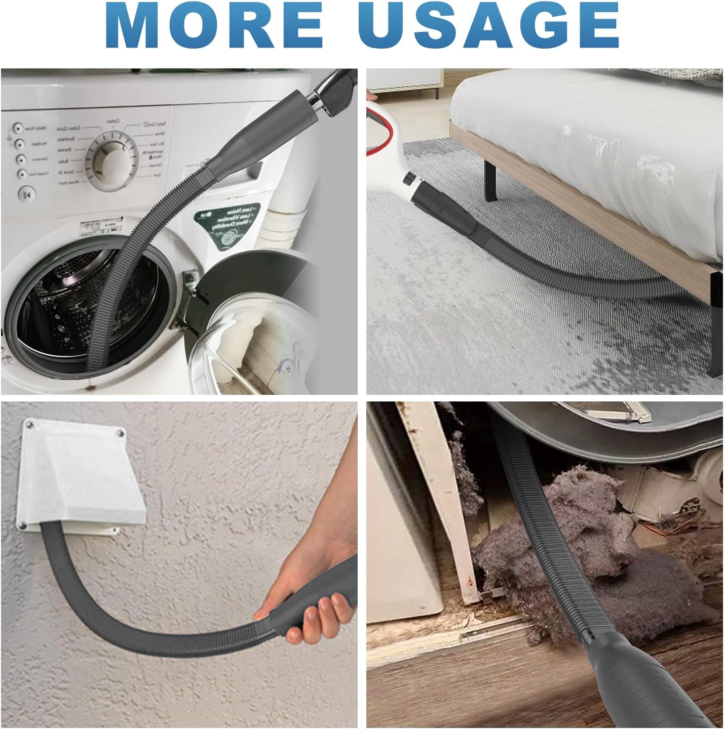 PetOde Dryer Vent Cleaner Kit - Efficient Lint Remover Vacuum Hose Attachment | Black Color