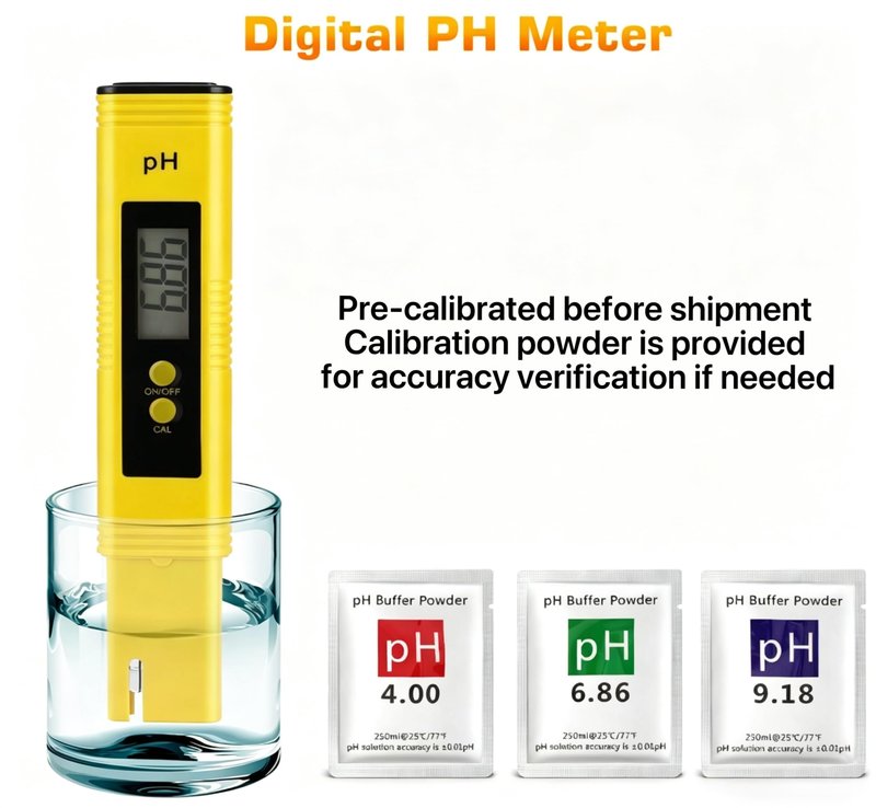 Digital pH Meter Tester Pen for Water, Pre-Calibrated, High Accuracy ±0.01, 0–14 pH Range, Pocket Size for Drinking Water, Pool, Aquarium & Hydroponics (Yellow)
