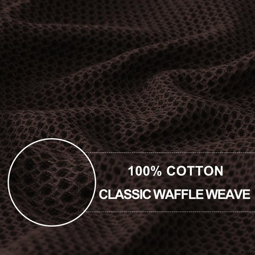 Homaxy 100% Cotton Waffle Weave Kitchen Dish Towels, Ultra Soft Absorbent Quick Drying Cleaning Towel, 13 x 28 Inches, 4-Pack, Dark Brown