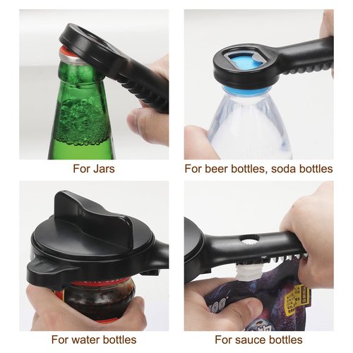 Jar Opener for Seniors, 4-in-1 Adjustable Lid Opener with Non-Slip Grip, Includes Magnetic Hook & Rubber Gripper, Suitable for Jars, Bottles and Beer Caps, Perfect for Arthritis and Weak Hands