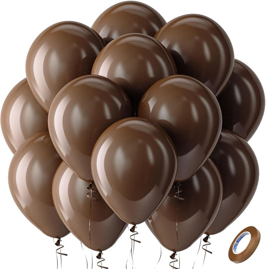 Bezente Brown Balloons - 100 Pack 12-Inch Premium Latex Helium Balloons for Boho Jungle Party Decor