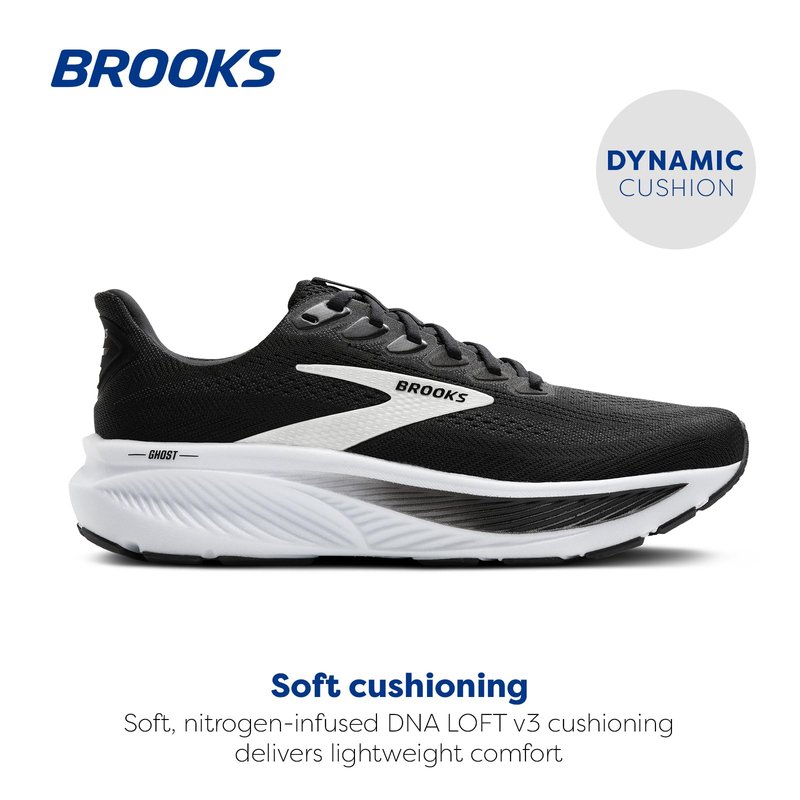 Brooks Women’s Ghost 17 Neutral Running Shoe - Black/Grey/White - 10 Wide