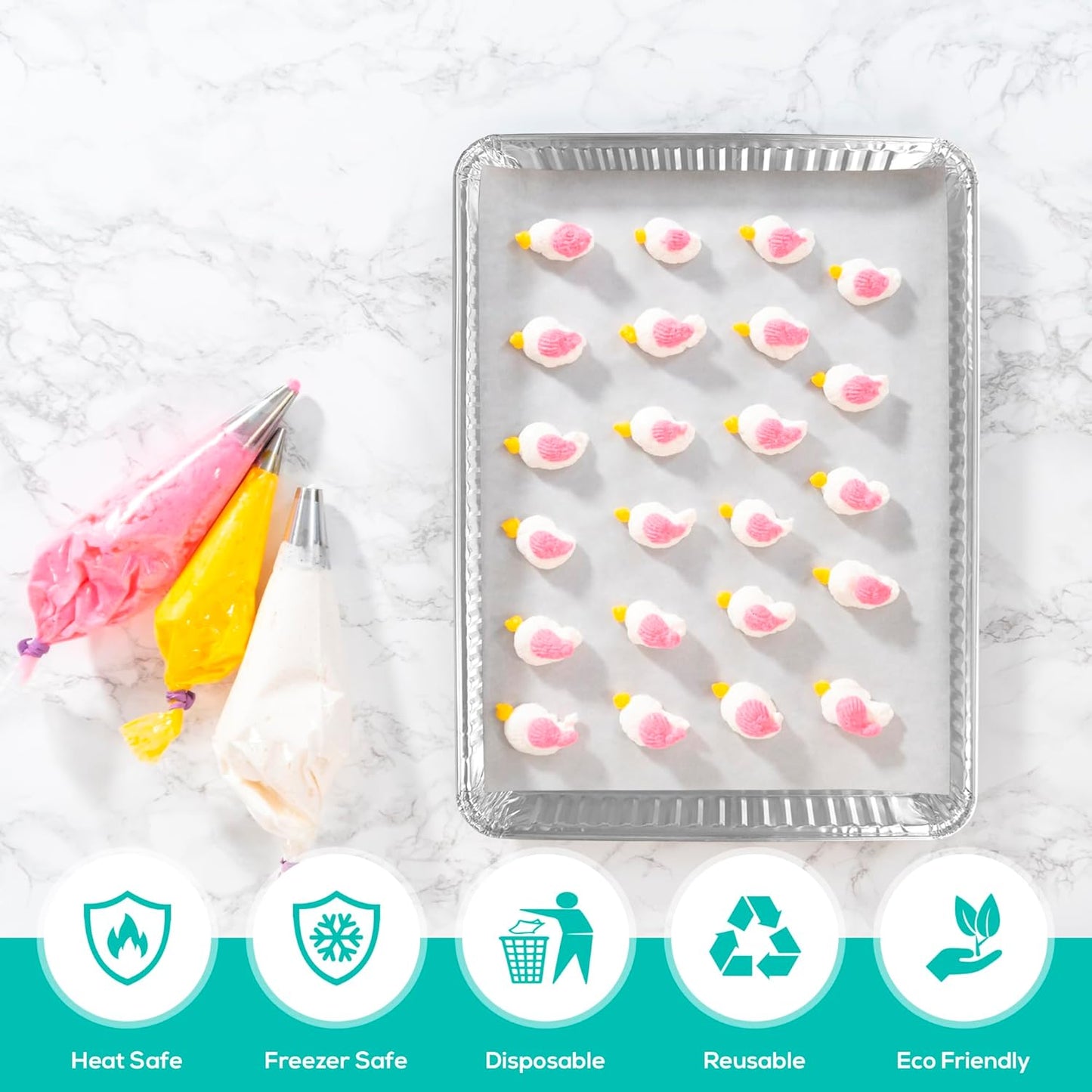 PlasticPro Aluminum Cookie Sheets - Premium Heavy-Duty Disposable Baking Pans | 13 x 17 Inches, 5 Pack