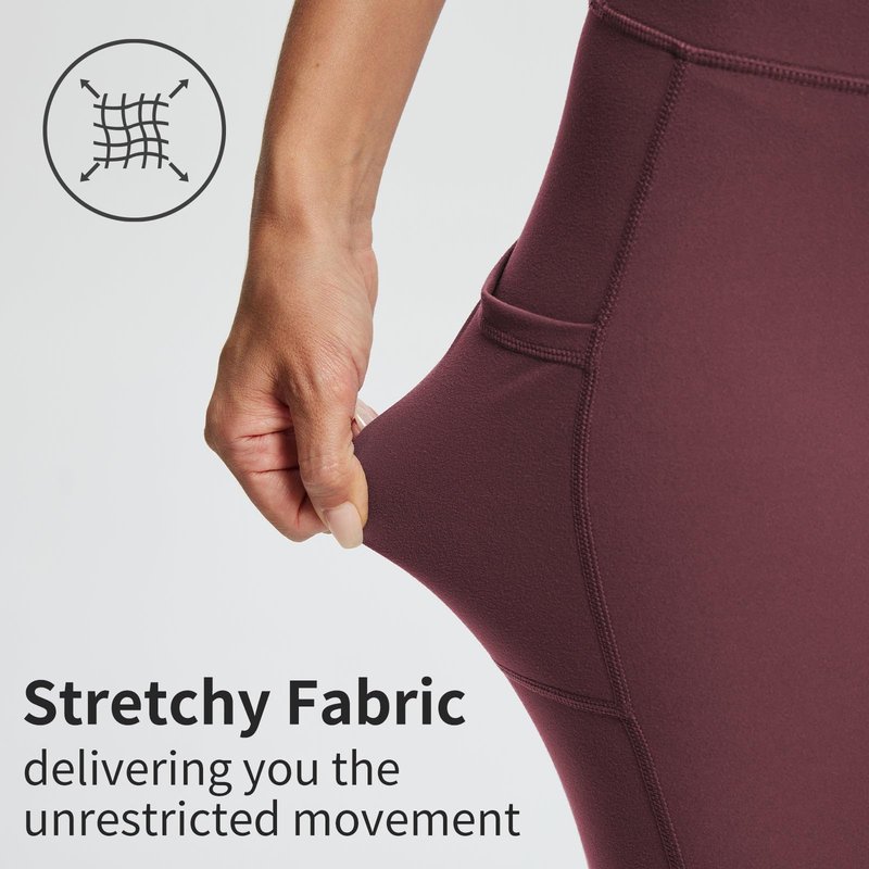baleaf Biker Shorts Women Yoga Gym Workout Spandex Running Volleyball Tummy Control Compression with Pockets Soft 8" Wine Red XL