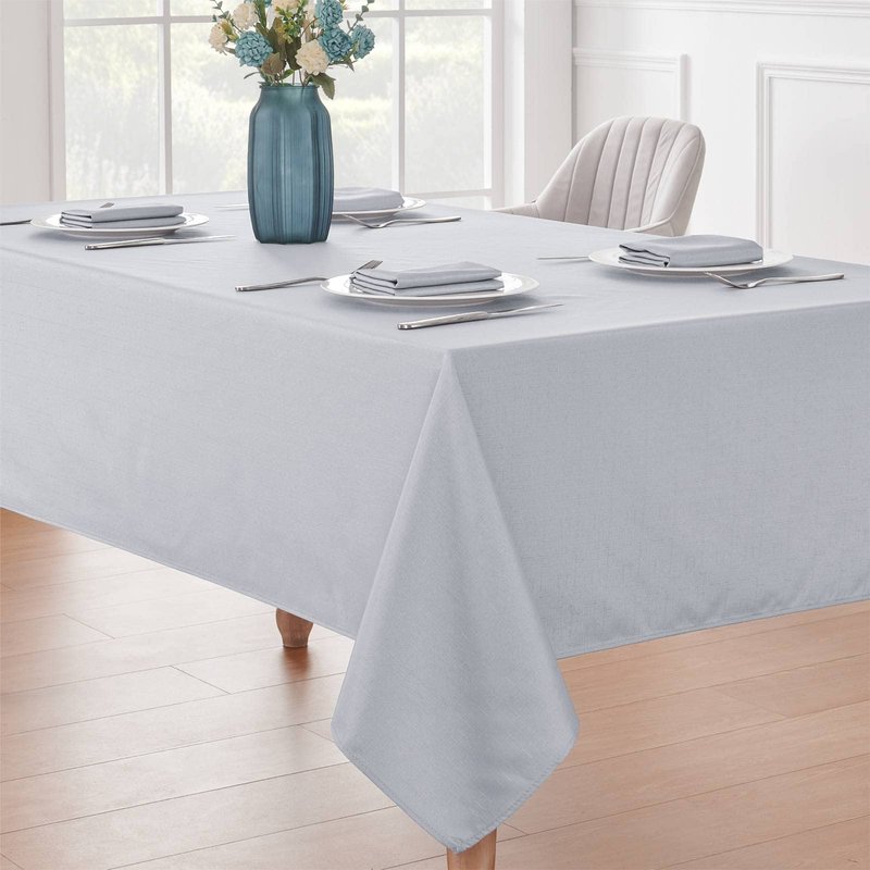 Veblandy Textured Rectangle Tablecloth 60x84 inch Table Cloth Water Resistant Wrinkle Free Spill-Proof, Decorative Fabric Table Cover Washable for Banquet Parties Event Holiday Dinner, Light Grey