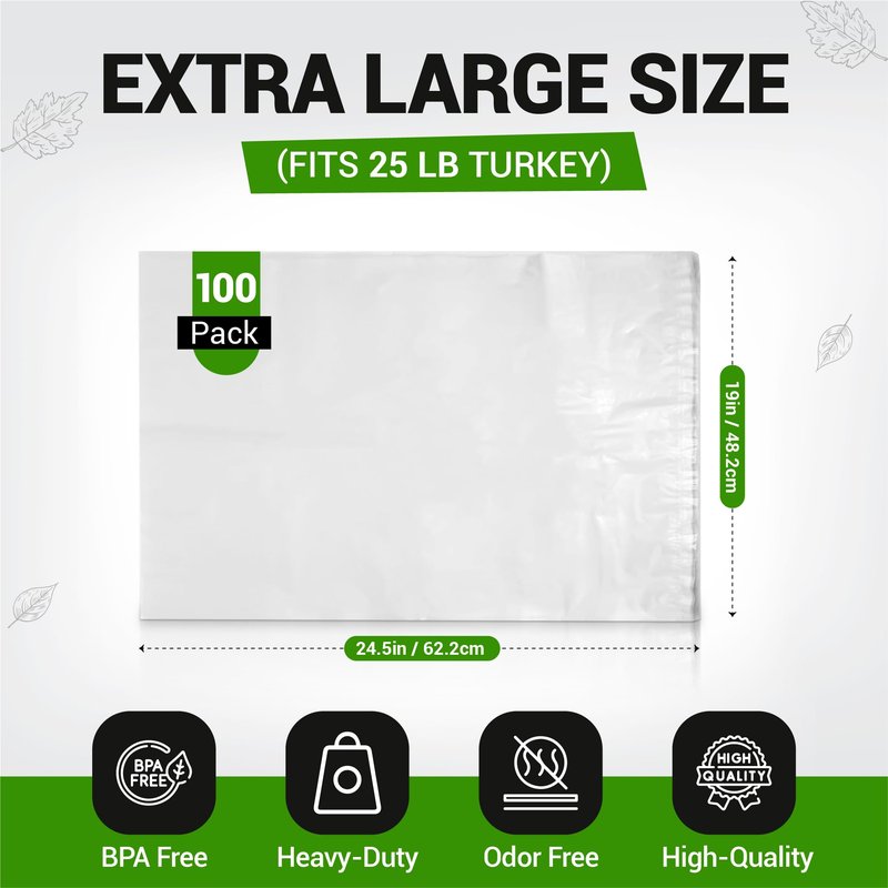 Buddy Bags Co Oven Bags for Roasting | Turkey Size (19" x 24.5") | 10-Pack Heavy-Duty, Oven-Safe Turkey Bags | BPA-Free, Heat-Resistant, Made in USA