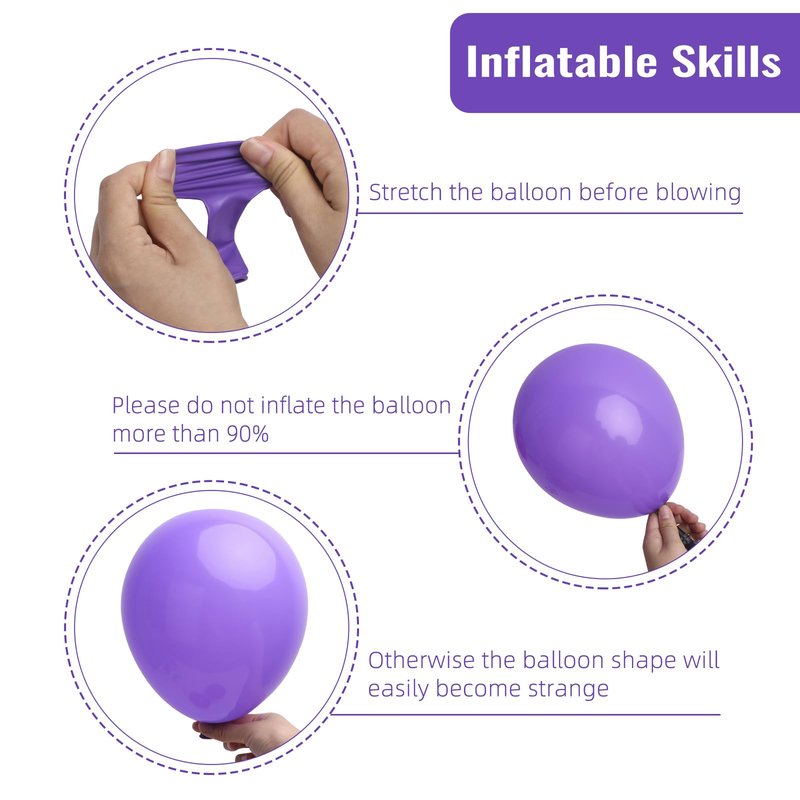 RUBFAC Purple Balloons 129pcs, Lavender Lilac Purple Balloon Arch Kit, Different Sizes 18 12 10 5 Inch for Masquerade Party Decorations Engagement Bachelorette Birthday Bridal Baby Shower Supplies