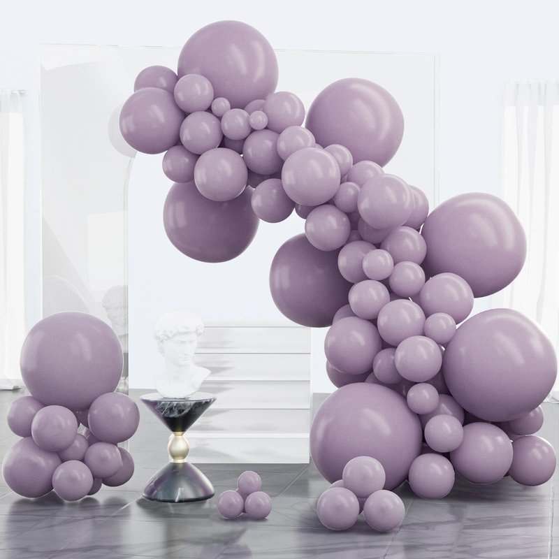 PartyWoo Dusty Purple Balloons 100pcs Different Sizes Pack of 18 12 10 5 Inch Lavender Lilac Boho Neutral Balloon Arch Kit for Baby Shower Graduation Cat Tornado Birthday Party Decorations Purple-F33