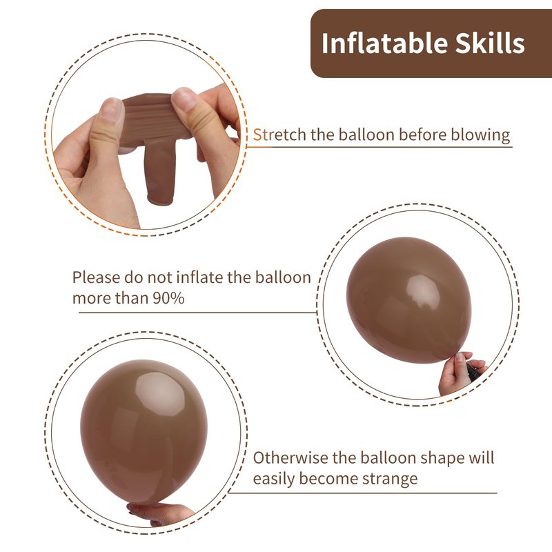 RUBFAC Brown Balloons, 129pcs Different Sizes 18 12 10 5 Inches for Garland Arch Kit, Premium Boho Coffee Brown Latex Balloon for Birthday Party Graduation Wedding Anniversary Baby Shower Decoration