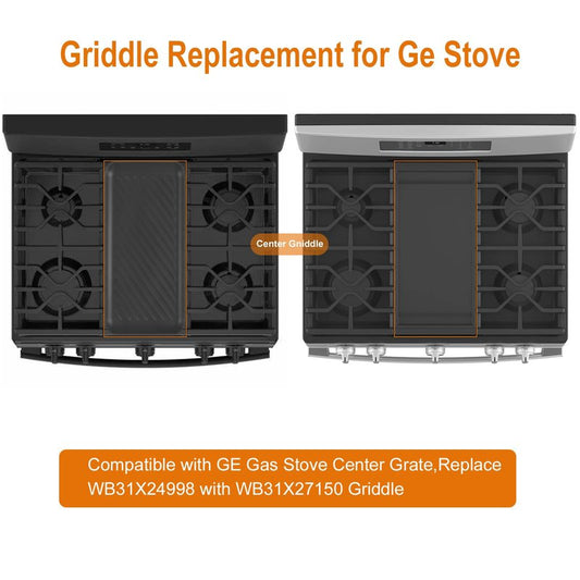 UPGRADED WB31X24738 Cast Iron Griddle Replacement for GE Gas Range, 9×19.5 Inch Nonstick Center Griddle, Food Grade Flat Cooktop Plate for GE Stove Parts