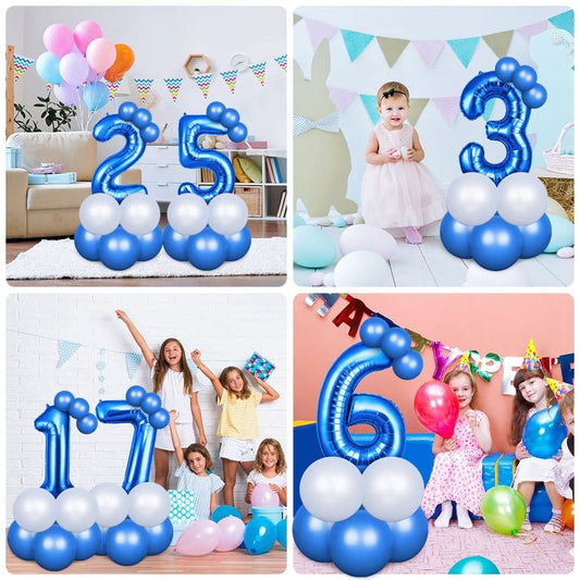 OFFCUP 40 Inch Blue Number 1 Balloon for 1st Birthday Decoration, Birthday Balloons Large Foil Number 1 Balloons Self Inflating for Boys Girls Men Women Birthdays Anniversary Party Decorations