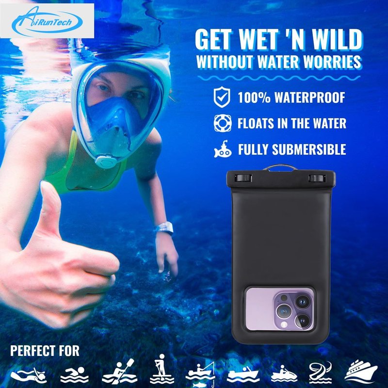 AiRunTech Waterproof Fanny Pack,Waterproof Phone Pouch for iPhone16 15 14 13 12 11 Pro Max,IPX8 Dry Bag for Snorkeling Beach Cruise Kayaking Pool Swimming(Phone Case + Waist Bag 2-Piece Set)