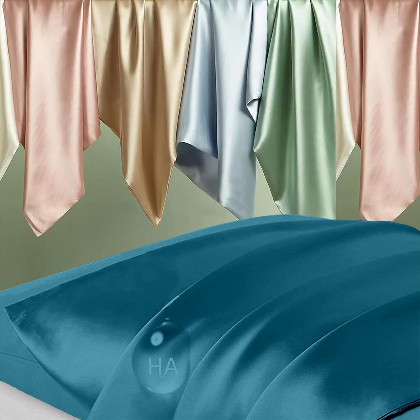 Skiennix Silk Pillowcase Set - Natural Mulberry Silk for Hair & Skin - King Size | Teal, 2 Pack