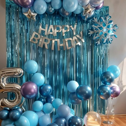 Frozen Balloons, Blue Silver Purple Clear Balloons with Snowflake Balloon for Winter Frozen Birthday Snow Party Baby Shower Wedding Backdrop Decorations