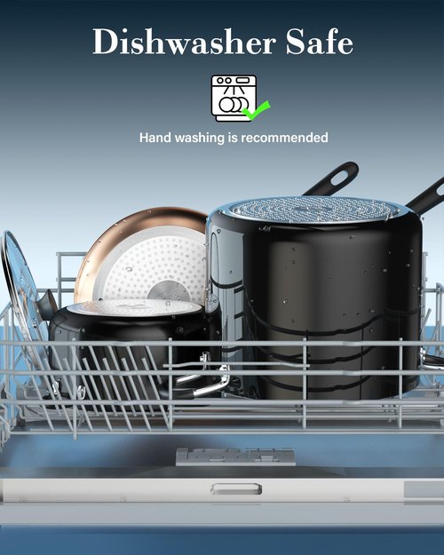 Cook N Home Nonstick Stockpot with Lid 8-QT, Professional Deep Cooking Pot Canning Cookware Stock Pot with Glass Lid, Black