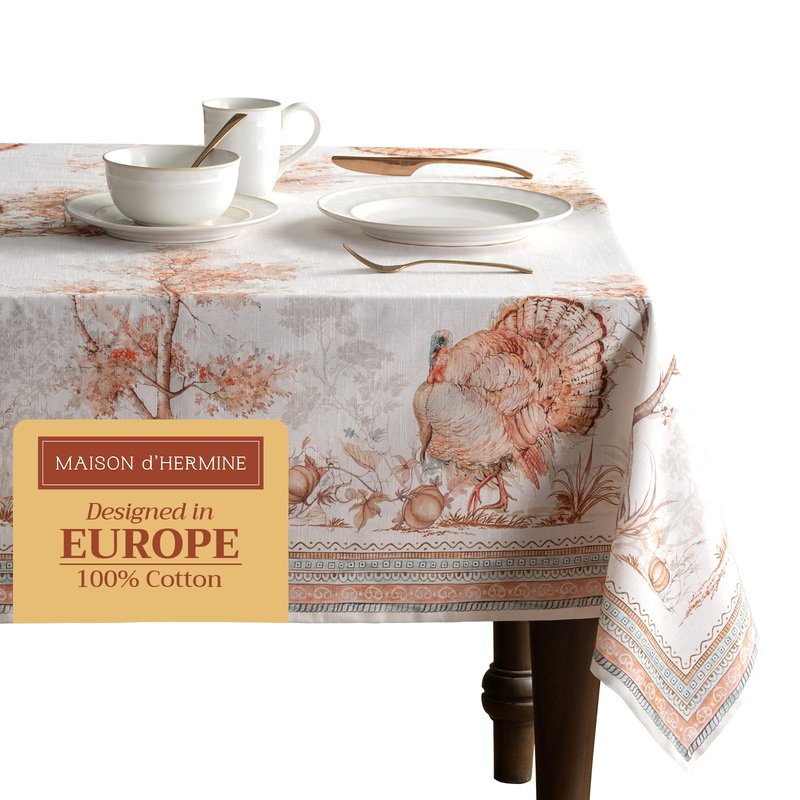 Maison d' Hermine Table Cloth Square Table 100% Cotton 54 x 54 Inches Fall Tablecloth Reusable Everyday Use for Thanksgiving Christmas Decorations Dining Farmhouse Party (Giving Thanks)