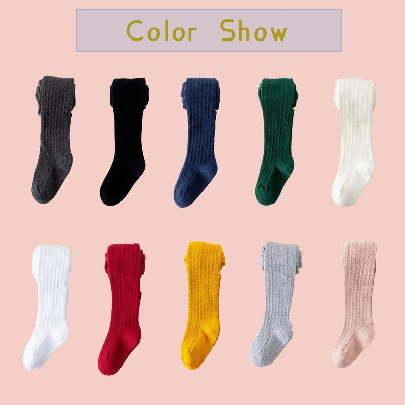 Marchare Baby Girls Tights Thick Cable Knit Solid Seamless Leggings Winter Warm Stockings For Toddler Girls Navy 2 Pack 4-6 Years