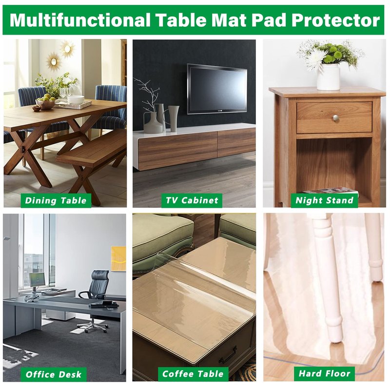 LinkGro Multi-Size 43 Inch Dia 1.5mm Thick PVC Clear Table Protector Plastic Tablecloth Table Cloth Wipeable Vinyl Table Top Cover for Dinner Coffee Table Furniture Protector Water Oil Resistant
