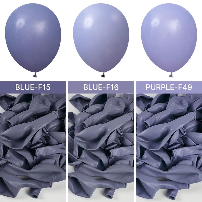 PartyWoo Dusty Blue Balloons 100pcs Different Sizes Pack of 18 12 10 5 Inch Boho Dusty Purple Muted Lavender Balloon Arch Kit for Baby Shower Anniversary Graduation Birthday Party Decorations Blue-F16