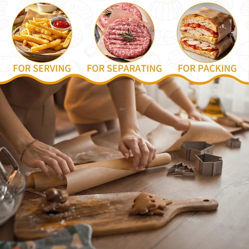 DTFMZOV Unbleached Parchment Paper Roll for Baking 12in x 98ft, 3 Pack of 12in x 32.8FT, Parchment Paper Built-in Metal Cutter, Non-Stick for Baking, Grilling, Air Fryer, Meal Prep, Pans and Oven