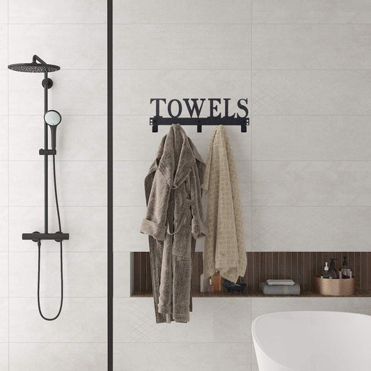Kuhome Over The Door Hooks, Towel Holder for Bathroom, Door Mount Towel Rack Towel Hooks for Bedroom Beach Towels Bathrobe Wall Mount Hang on The Door Cabinet Cupboard Metal Sandblasted (Black)