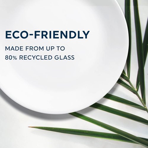 Corelle Vitrelle 6-Piece Salad Plate Set - Chip Resistant Triple Layer Glass | 6.75-Inch Winter Frost White