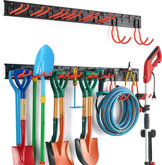 Ultrawall Garage Hooks - Multi-Storage Utility Rack for Garden Tools | 17-Piece Wall-Mounted Organizer