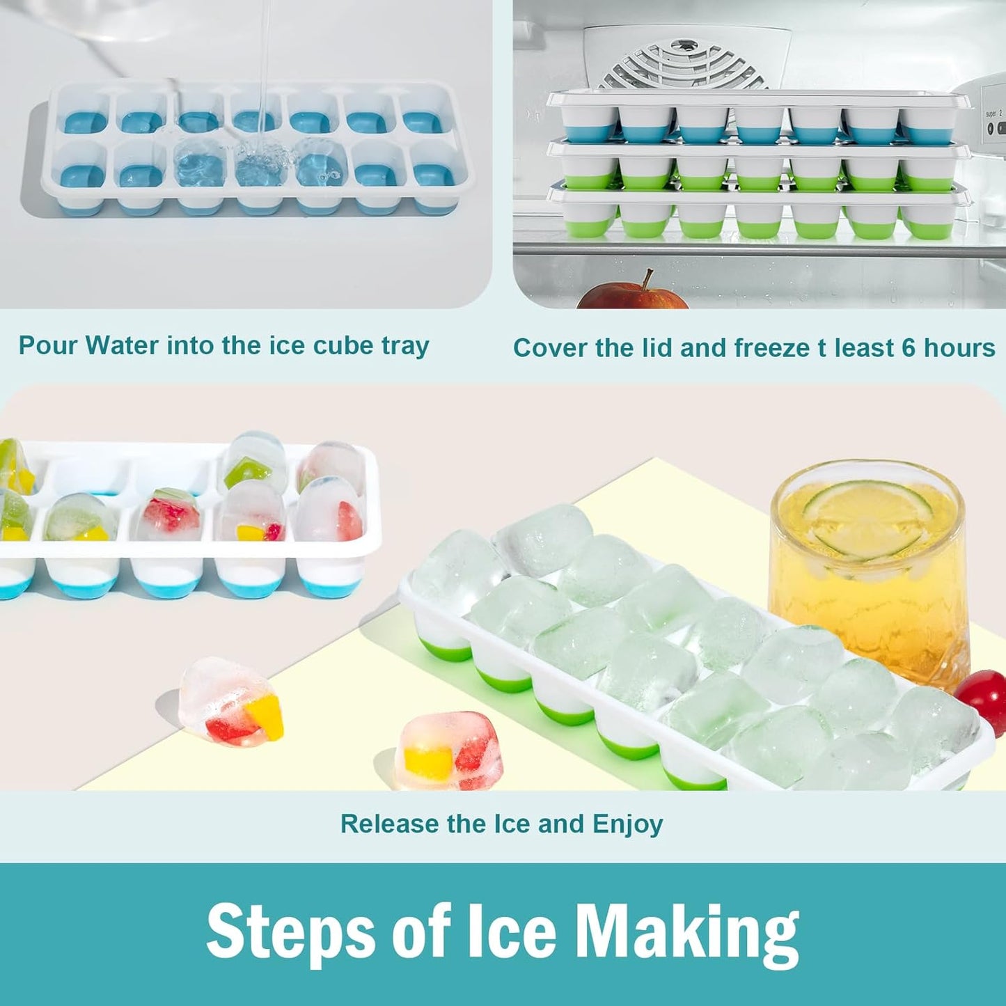 Silicone Ice Cube Trays by [Brand Name] - Easy Release, Spill-Resistant, BPA-Free | Perfect for Cocktails & Baby Food