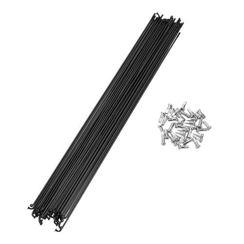 A ABSOPRO Bike Bicycle Spokes 14G 280MM Mountain Bike Spokes Steel Black 36Pcs
