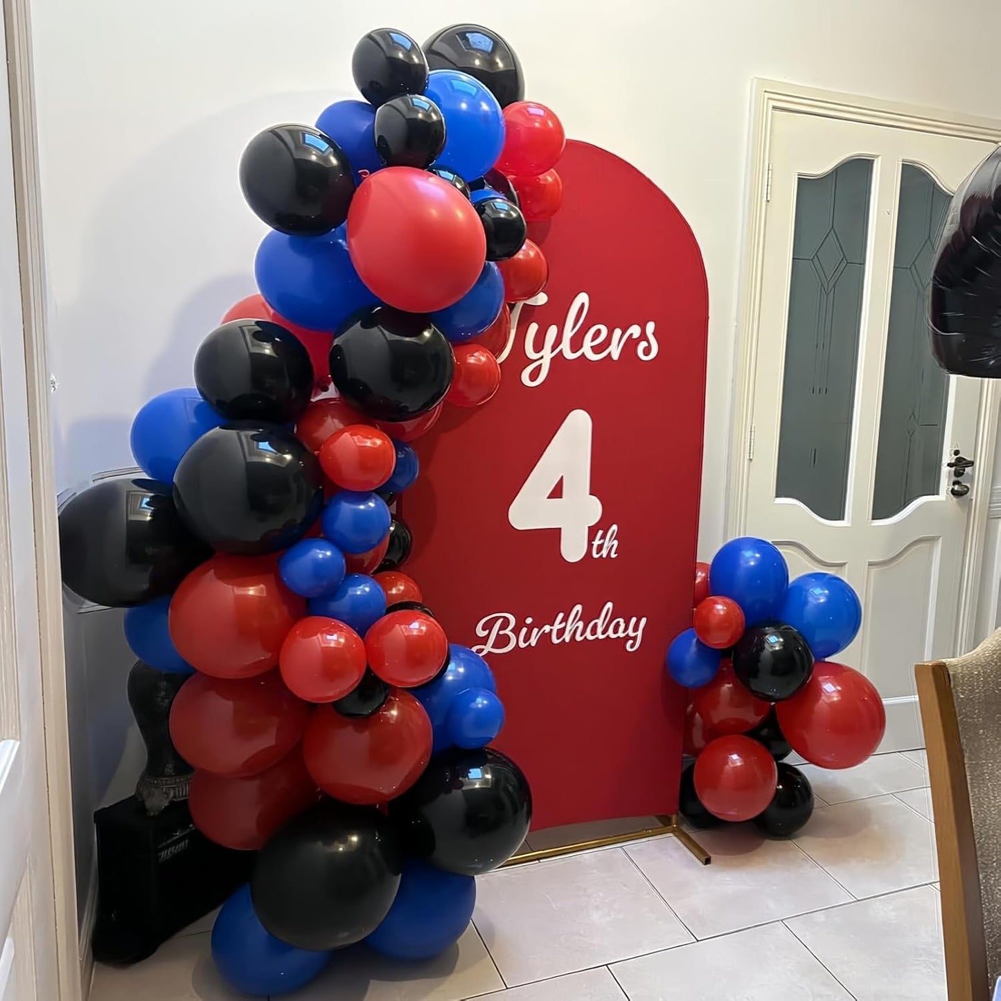 Skiennix Balloon Arch Garland Kit - 101 Pcs Matte Red, Black & Royal Blue Latex Balloons | Halloween & Birthday Party Decor