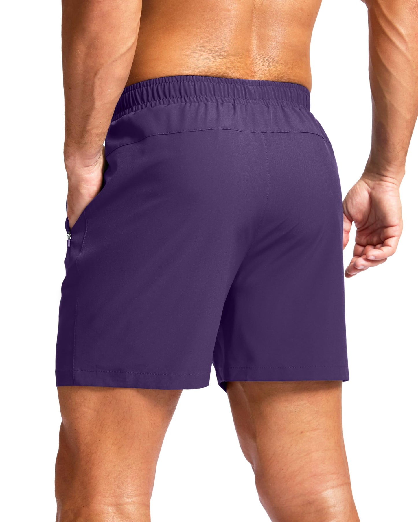 Men's Athletic Running Shorts with Zipper Pockets Quick Dry 7"/ 5"/ 9" Workout Gym Shorts for Basketball Hiking(Purple,5XL)