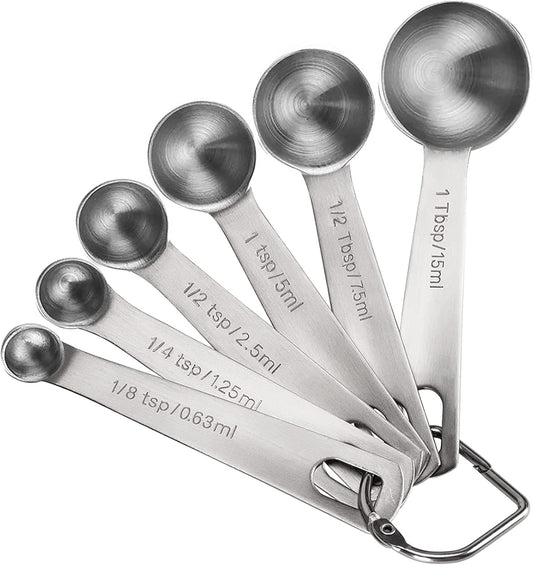 Premium Heavy Duty Stainless Steel Measuring Spoons Set by [Brand Name] | 6-Piece with Metric & US Measurements