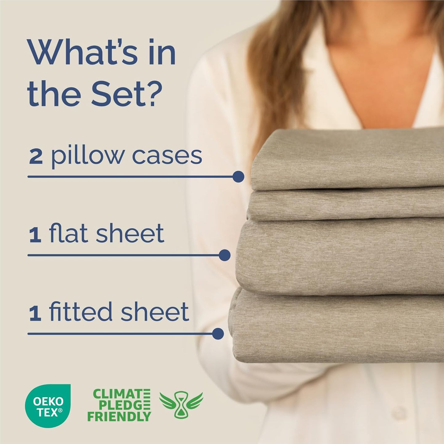 King Size 4 Piece Sheet Set - Comfy Cooling Bed Sheets for Ultimate Luxury | Soft, Wrinkle-Free Beige