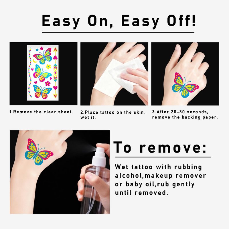 Glow in the Dark Party Supplies Temporary Tattoos 192+ PCS, Neon UV Blacklight Reactive Face Tattoos for for Party Supplies, Fluorescent Henna Flower Temporary Tattoos for Adults, Teens