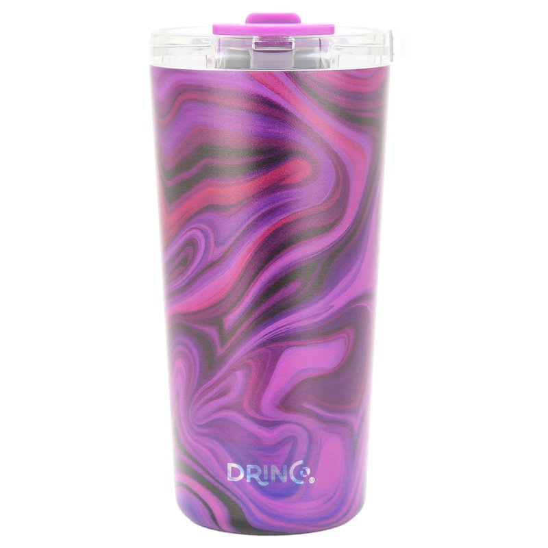 Drinco - 20 oz Stainless Steel Tumbler | Double Walled Vacuum Insulated Mug With Lid, 2 Straws, For Hot & Cold Drinks (20oz Purple Swirl)
